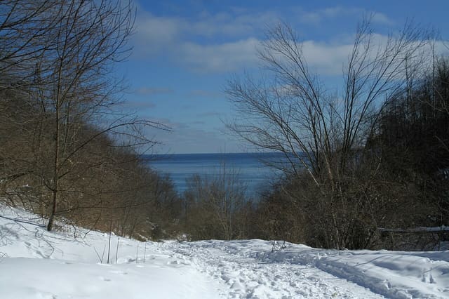 صورة من Doris McCarthy Trail: نزول عبر الوادي نحو البحيرة، ١ من ٤
