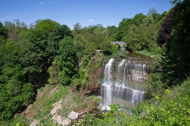 صورة من Webster Falls: شلال وجسر حجري في Spencer Gorge، ٥ من ٧
